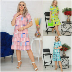 💃💯💕【S-5XL】Елегантна карирана рокля