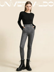 Дамски модни топли кашмирени панталони с прилепнала кройка