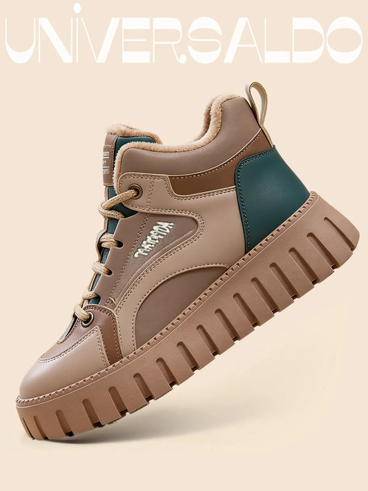 Високи Спортни Обувки С Дебела Подметка, Кожа И Подплата