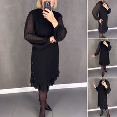🔥👗【S~5XL】Нова модна ежедневна едноцветна рокля с дълъг ръкав и широки волани