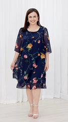 【S-5XL】❤️🔥Двуцветна прозрачна флорална рокля