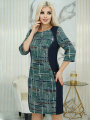 👗✨️【S-5XL】Топла есенно-зимна карирана рокля с големи размери