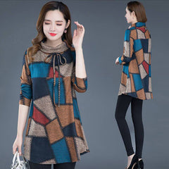 2025 есен и зима нова тениска с дълъг ръкав с щампа наполовина