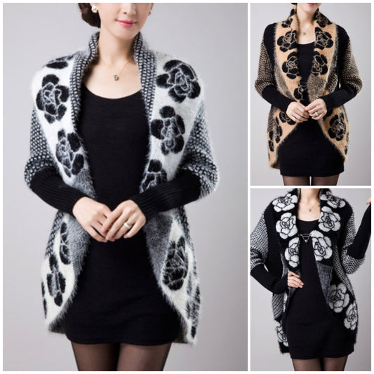 Есенна/зимна мода Нови постъпления Плетен пуловер с дебели нишки Кардиган с крилати ръкави