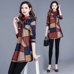 2025 есен и зима нова тениска с дълъг ръкав с щампа наполовина