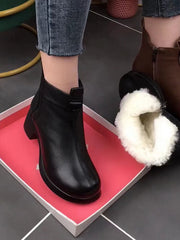 【35-40】Ръчно изработени италиански неплъзгащи се дамски ботуши от естествена кожа