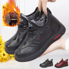 🔥Нови дамски зимни меки кожени ботуши, изработени от неплъзгаща се, топла и мека кожа и велур.