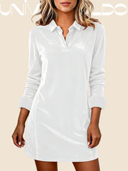 Вълнена Рокля с V-Яка и Дълъг Ръкав за Вечерни Поводи