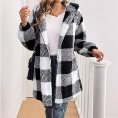 🎄 Коледна промоция 🎅 Ново яке с каре и свободна кройка - плетена якета с комбинирани цветове