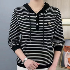 【M-5XL】Новото есенно-зимно модно раирано суичър с дълъг ръкав