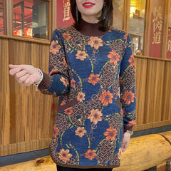 【M-6XL】2025 Есен и зима Ново удебелено кадифено широко кадифено горнище с ретро щампи