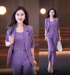 🏆【Яке + Топ + Панталон】Пролетно-летен нов моден ежедневен комплект от три части за 2025 г.