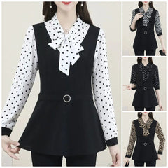 【M-5XL】【купете едно, вземете едно безплатно】Риза с дълги ръкави с връзки, която покрива големия размер на корема за намаляване на възрастта