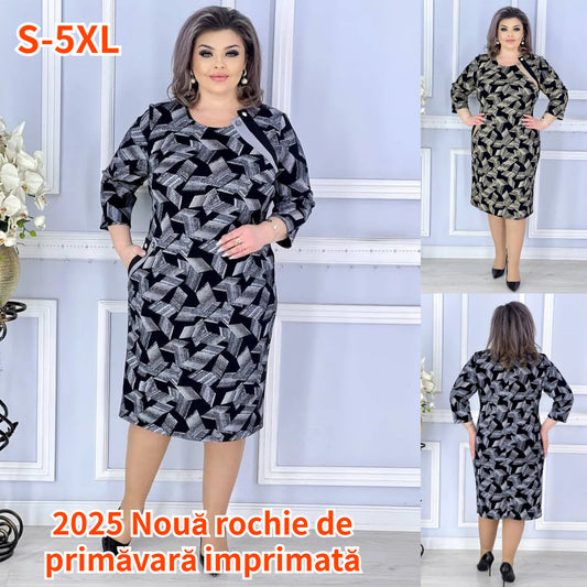 【🥇Най-продавани】💥👗【S-5XL】Нова пролетна рокля с щампа 2025