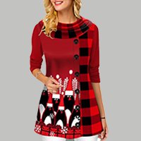 🔥Топъл, удобен, ежедневен дамски топ с щампа, изработен от чист памук за Коледа