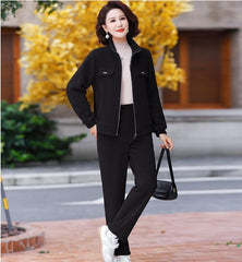 🔴💥【M-4XL】Дамски ежедневен кадифен костюм с удебелени елементи (сако + панталон)