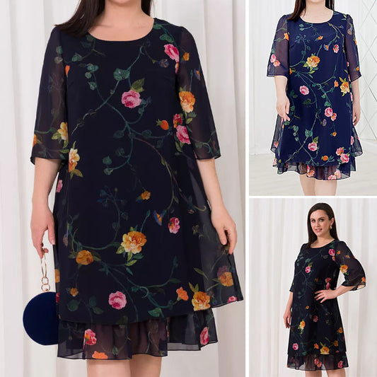 【S-5XL】❤️🔥Двуцветна прозрачна флорална рокля