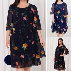 【S-5XL】❤️🔥Двуцветна прозрачна флорална рокля