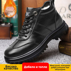 50% ОТСТЪПКА【39-44】Мъжки зимни обувки, изработени от дебела кожа и памук с поларена подплата