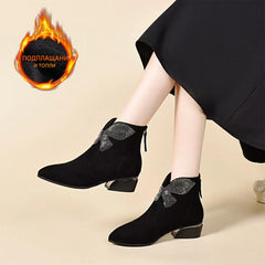 😍30% отстъпка! Нови есенно/зимни ботуши от естествена кожа на платформа с остър връх за 2026 г.