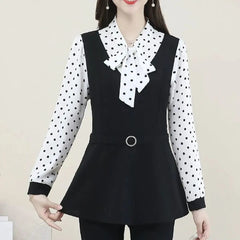 【M-5XL】【купете едно, вземете едно безплатно】Риза с дълги ръкави с връзки, която покрива големия размер на корема за намаляване на възрастта