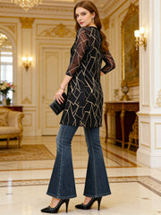 Дантелено Яке с Мрежест Дизайн и Средна Дължина