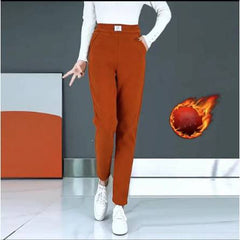 50% ОТСТЪПКА【40-85kg】Нови есенно-зимни дамски дебели кадифени топли ежедневни панталони с висока талия