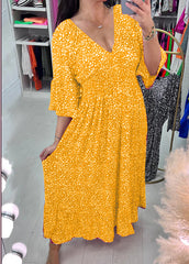 🌸Най-продаваната рокля с V-образно деколте с флорален принт, размери S-5XL