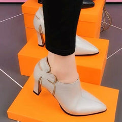 🔥Нови дамски кожени ботуши, с висок ток, елегантни и удобни.