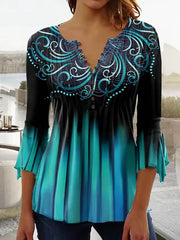 ✨🔥【S-5XL】Нов дамски топ с дълъг ръкав и щампа от 2025 г., удобен и стилен