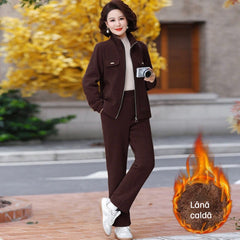 🔴💥【M-4XL】Дамски ежедневен кадифен костюм с удебелени елементи (сако + панталон)