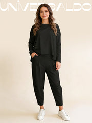 2-Части Комплект: Суитшърт с Кръгла Яка + Панталони Хараре