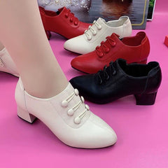 【35-40】2025 Нови модни ежедневни обувки от естествена кожа със среден ток