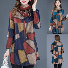 2025 есен и зима нова тениска с дълъг ръкав с щампа наполовина