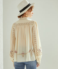 【M-3XL】Нов бохемски топ с висока яка, свободен и шикозен, модерна и универсална риза с щампа