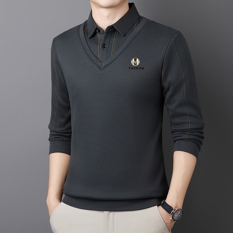 【S-4XL】Мъжко тениско с дълги ръкави и гънка - дизайн „две в едно“