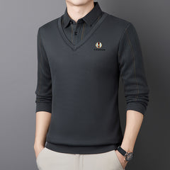 【S-4XL】Мъжко тениско с дълги ръкави и гънка - дизайн „две в едно“