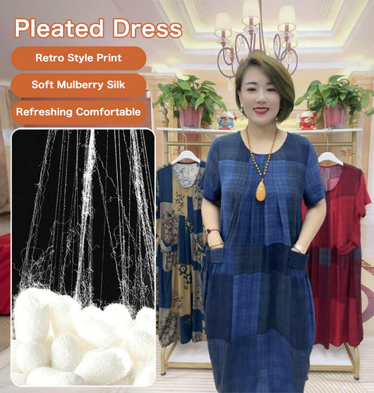 👗❤️【50-100 кг】2025 Карирана пътна рокля, модна ежедневна удобна рокля за майка