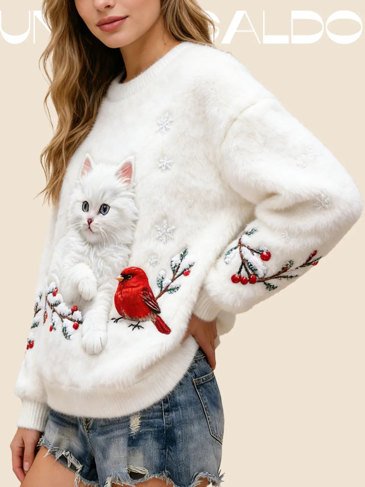 Плетен Пуловер от Фланел с Различни Шарки