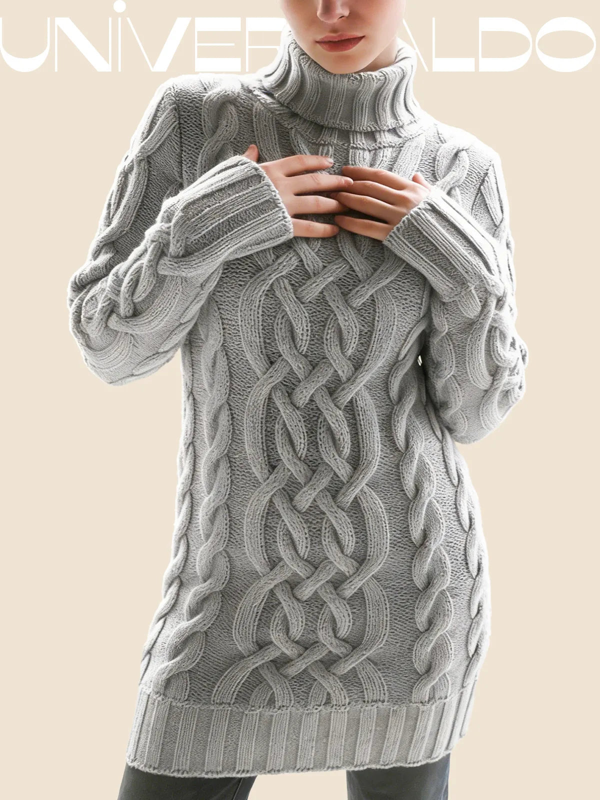 🔥【50% ОТСТЪПКА】Есенно-зимен пуловер с висока яка, свободна кройка и топъл трикотаж