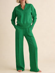 2-Части Комплект: Свободна Блуза и Широки Панталони