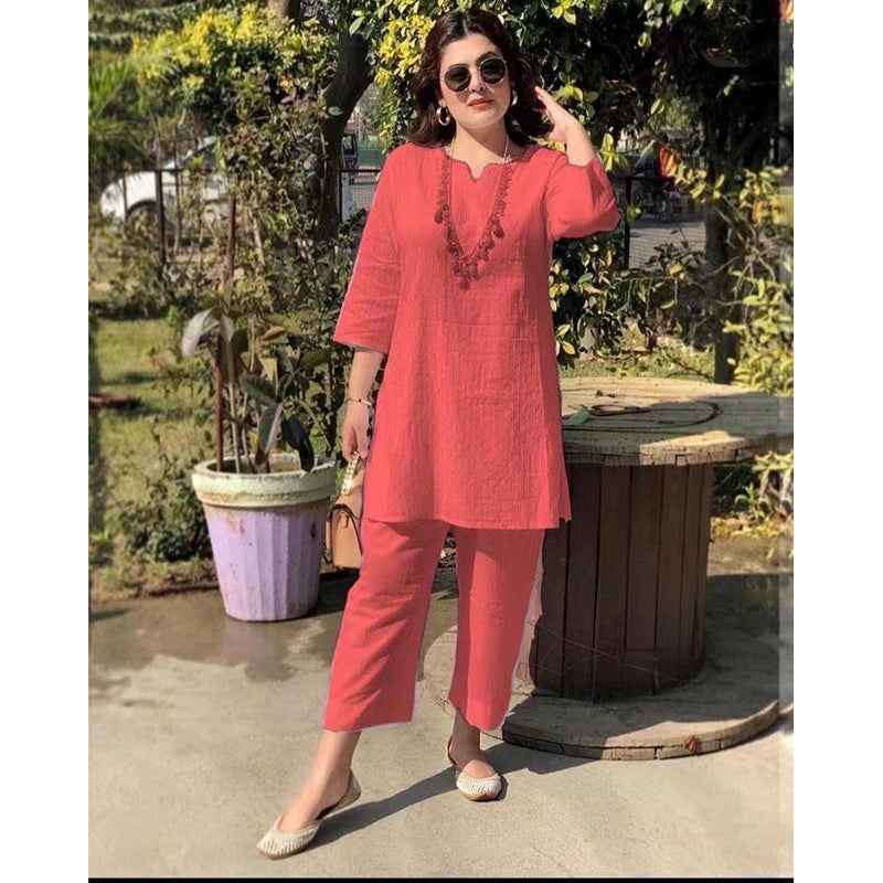 【Директно от фабрика】Дамски ежедневен костюм от памук и лен в етнически стил