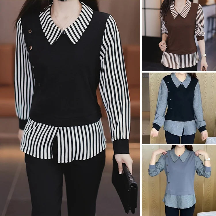 Нова есенна риза с дълъг ръкав от две части, изкуствена материя