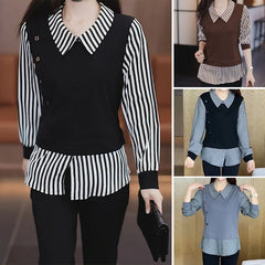 Нова есенна риза с дълъг ръкав от две части, изкуствена материя