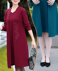 [Рокля + жилетка] Нова есенно-зимна рокля, есенно-зимен костюм от две части