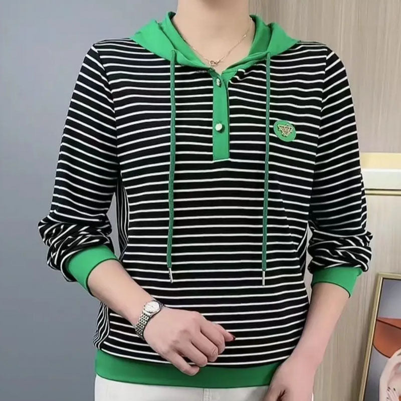 【M-5XL】Новото есенно-зимно модно раирано суичър с дълъг ръкав