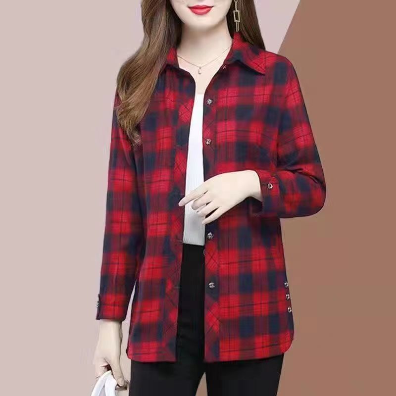 💕【XL-5XL】Нови модерни и универсални есенни дамски карирани ризи