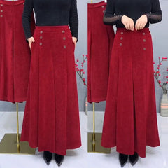 🤩【XL-4XL】Плътни и топли вълнени кюлоти😚свободни и еластични панталони с широки крачоли