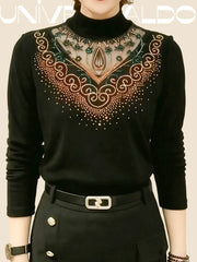 【💥Гореща разпродажба】[XL-6XL] Зимна поларена блуза с дантелена изрязана тениска