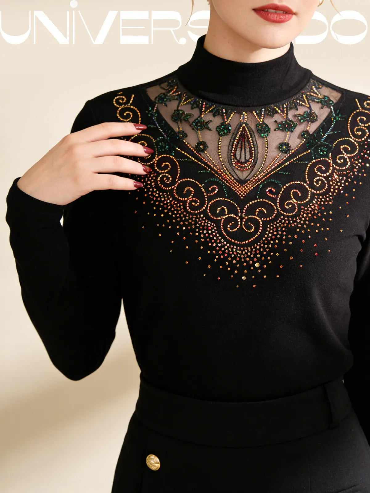 【💥Гореща разпродажба】[XL-6XL] Зимна поларена блуза с дантелена изрязана тениска